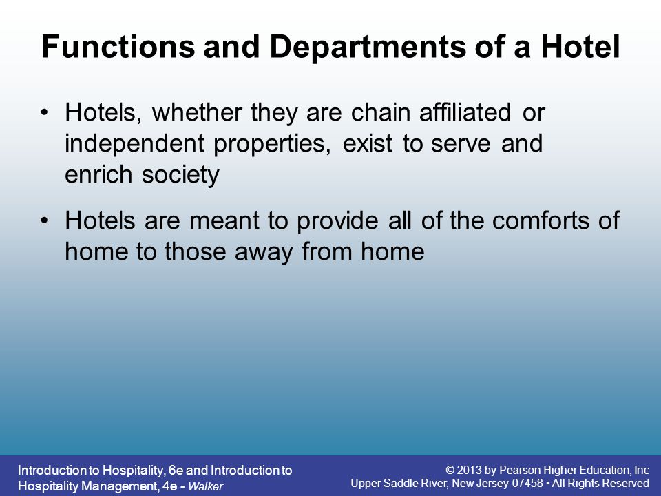 What are the departments in a hotel?